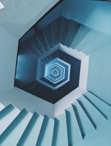 blue circling stairwell